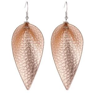 Gold Vegan Leather Leaf Earrings NWT